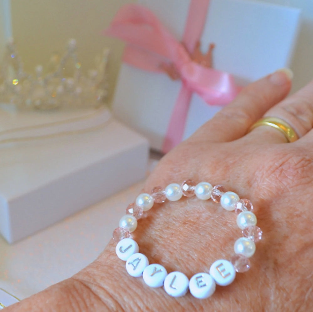 Unique Pink Crystals and Pearl Beaded Bracelet