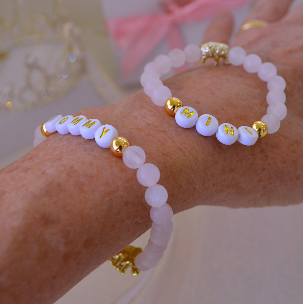 Unique Rose Quartz Gemstone with Gold Elephant Charm