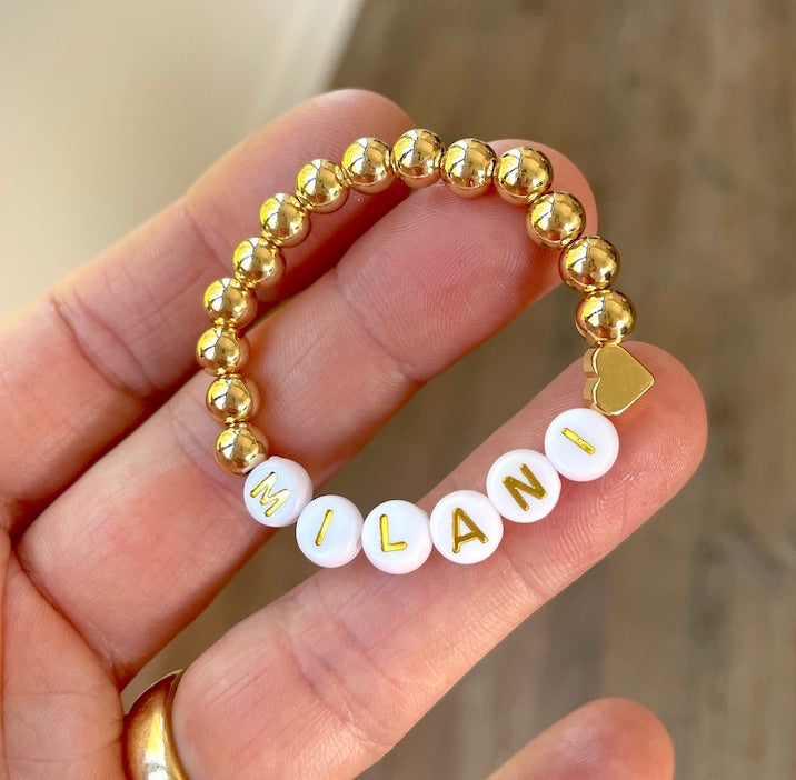 18K Gold Heart Baby Bracelet – Personalized Tiny Newborn Name Jewelry for Girls, Perfect Baby Shower or Birthday Gift