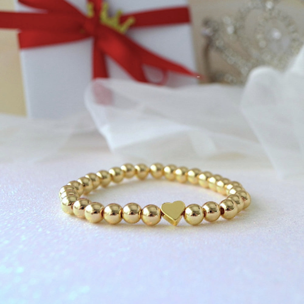 Unforgettable Gold Heart Beaded Bracelet