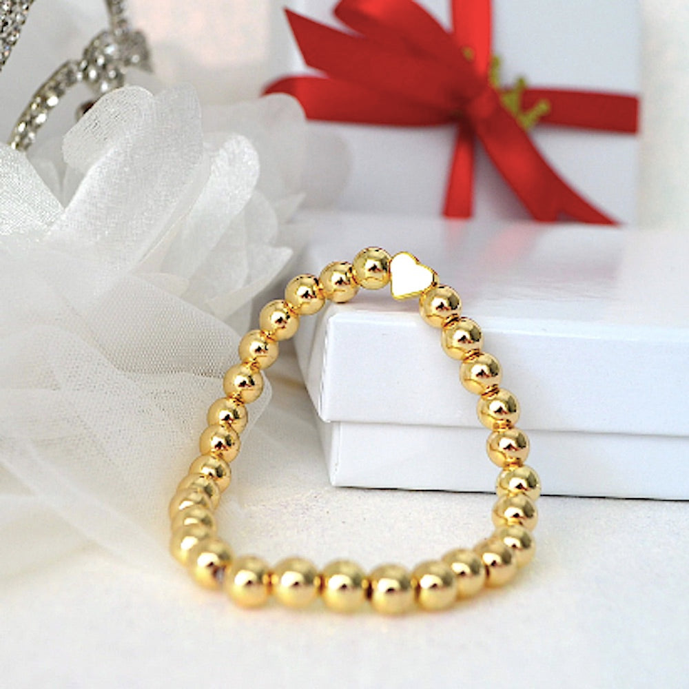 Unforgettable Gold Heart Beaded Bracelet