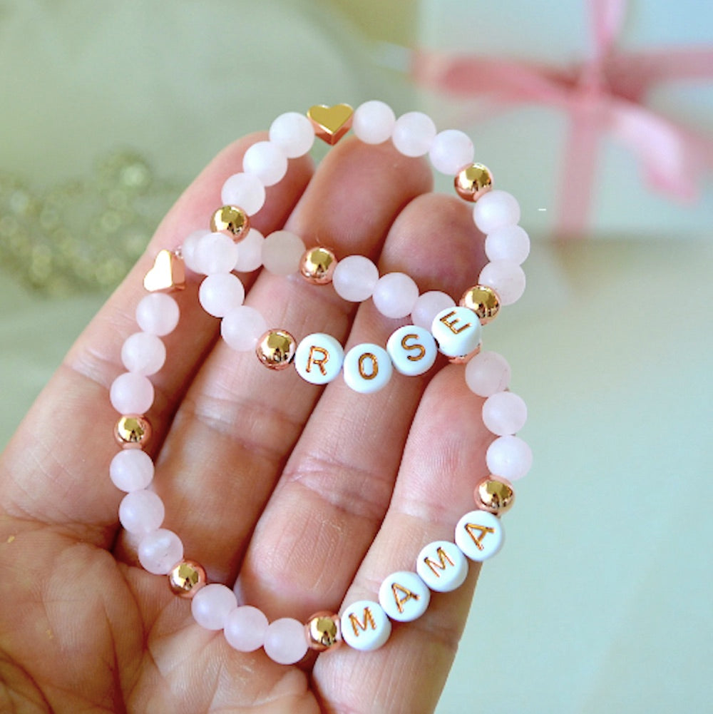 Unique Dainty Rose Gold Heart Mama & Daughter Set
