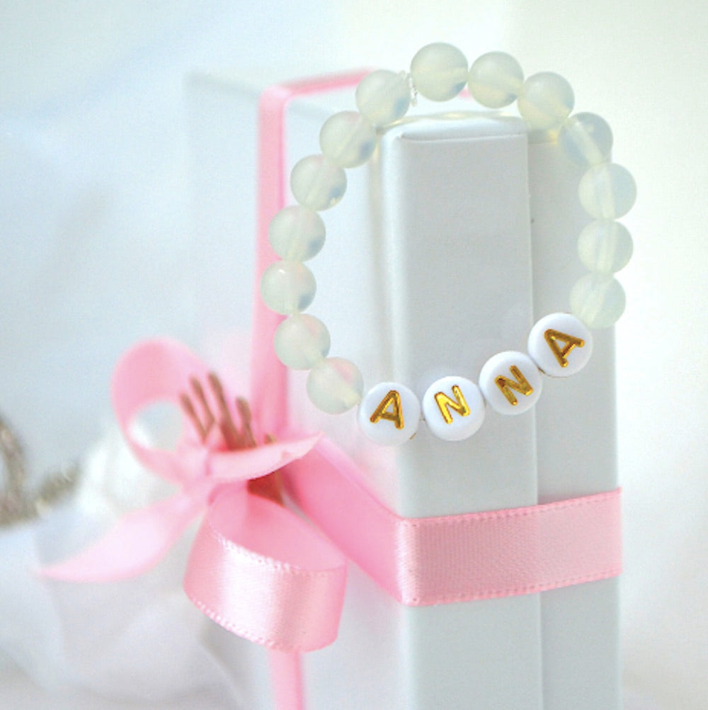 Zinnia-Inspired Custom Opal Gemstone Baby Bracelet