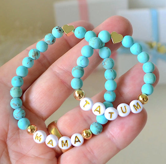 Wonderful Turquoise Mommy and Daughter Matching Bracelet set