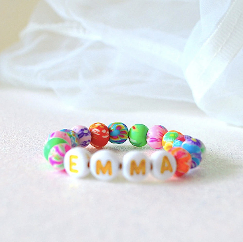 Vibrant Brightly Colored Flower Clay Bracelet