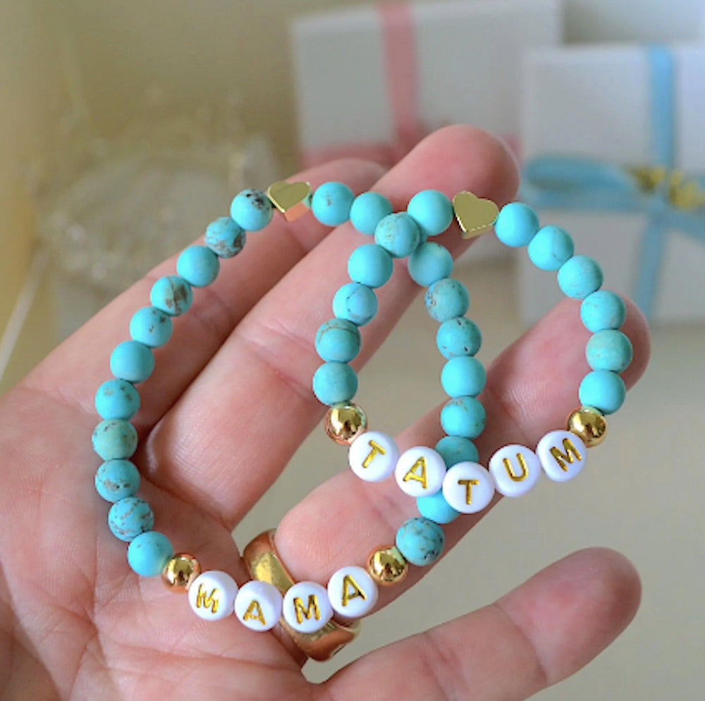 Wonderful Turquoise Mommy and Daughter Matching Bracelet set