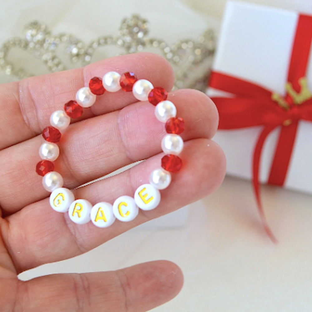 Velvet Red Crystal & Pearl Baby Bracelet