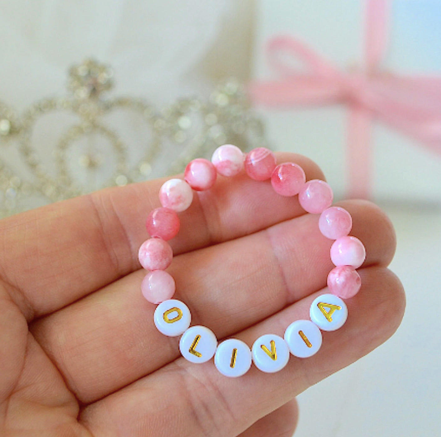 Ultra-Cute Bubblegum Pink Jade Gemstone Bracelet