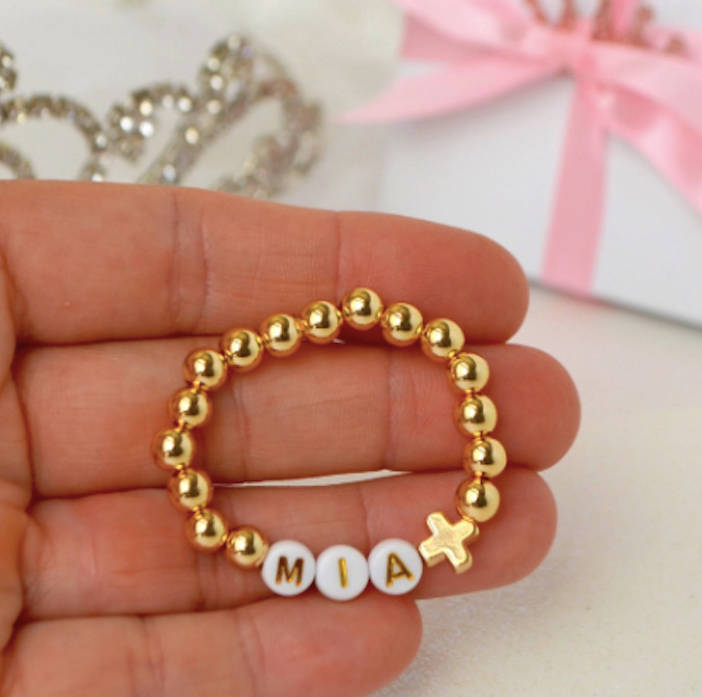 Vibrant 14K Gold Baby Cross Bracelet