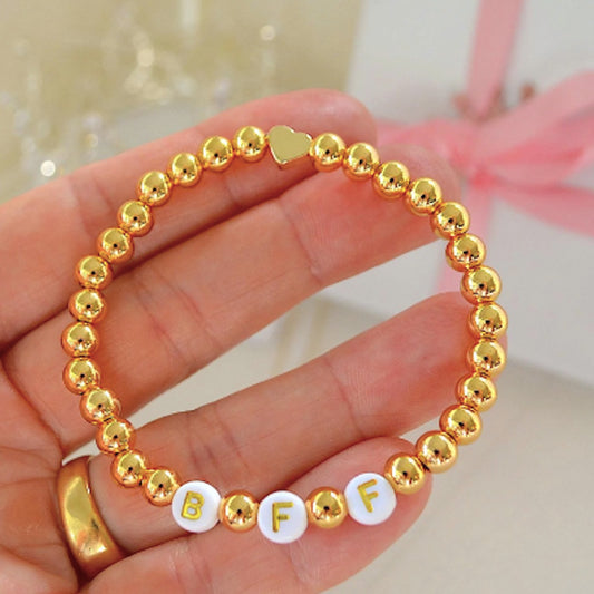 Unique BFF Besties Gold Beaded Bracelets