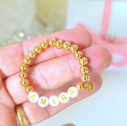 Very Cute Gold Birthstone Charm Bracelet