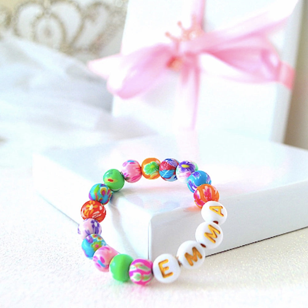 Vibrant Brightly Colored Flower Clay Bracelet