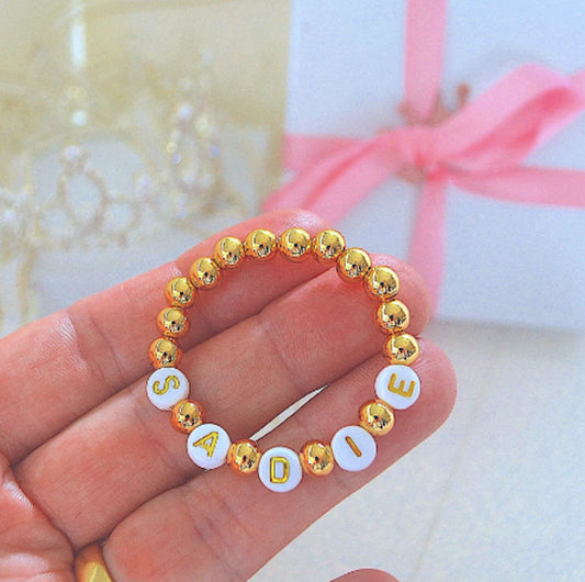 cutest gold beaded personalized baby bracelet – custom jewelry gift for infants and toddlers, perfect baby shower, newborn, or baptism gift