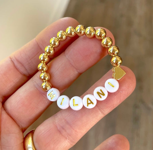 18K Gold Heart Baby Bracelet – Personalized Tiny Newborn Name Jewelry for Girls, Perfect Baby Shower or Birthday Gift