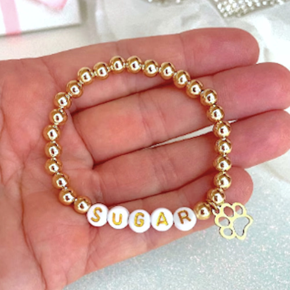 Wow! Take a look at this 18K Gold Plated Pet Bracelet or Pet Memorial Name Bracelet