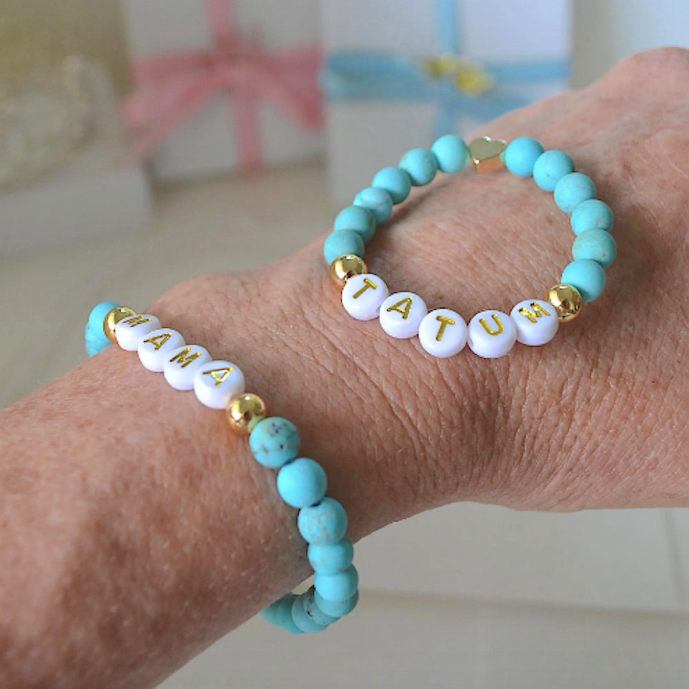 Wonderful Turquoise Mommy and Daughter Matching Bracelet set