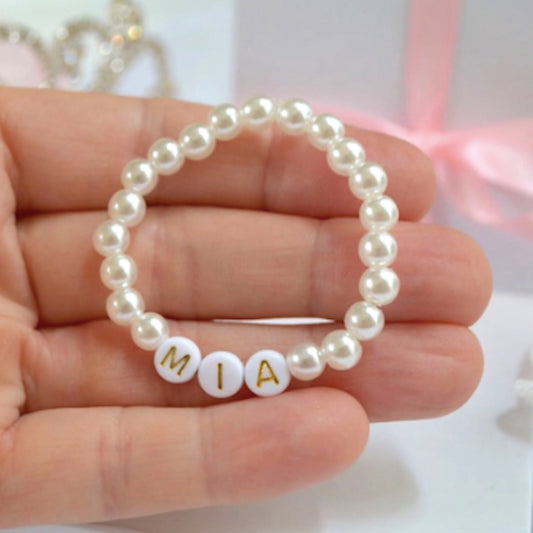 Personalized pearl baby bracelet for baby girls
