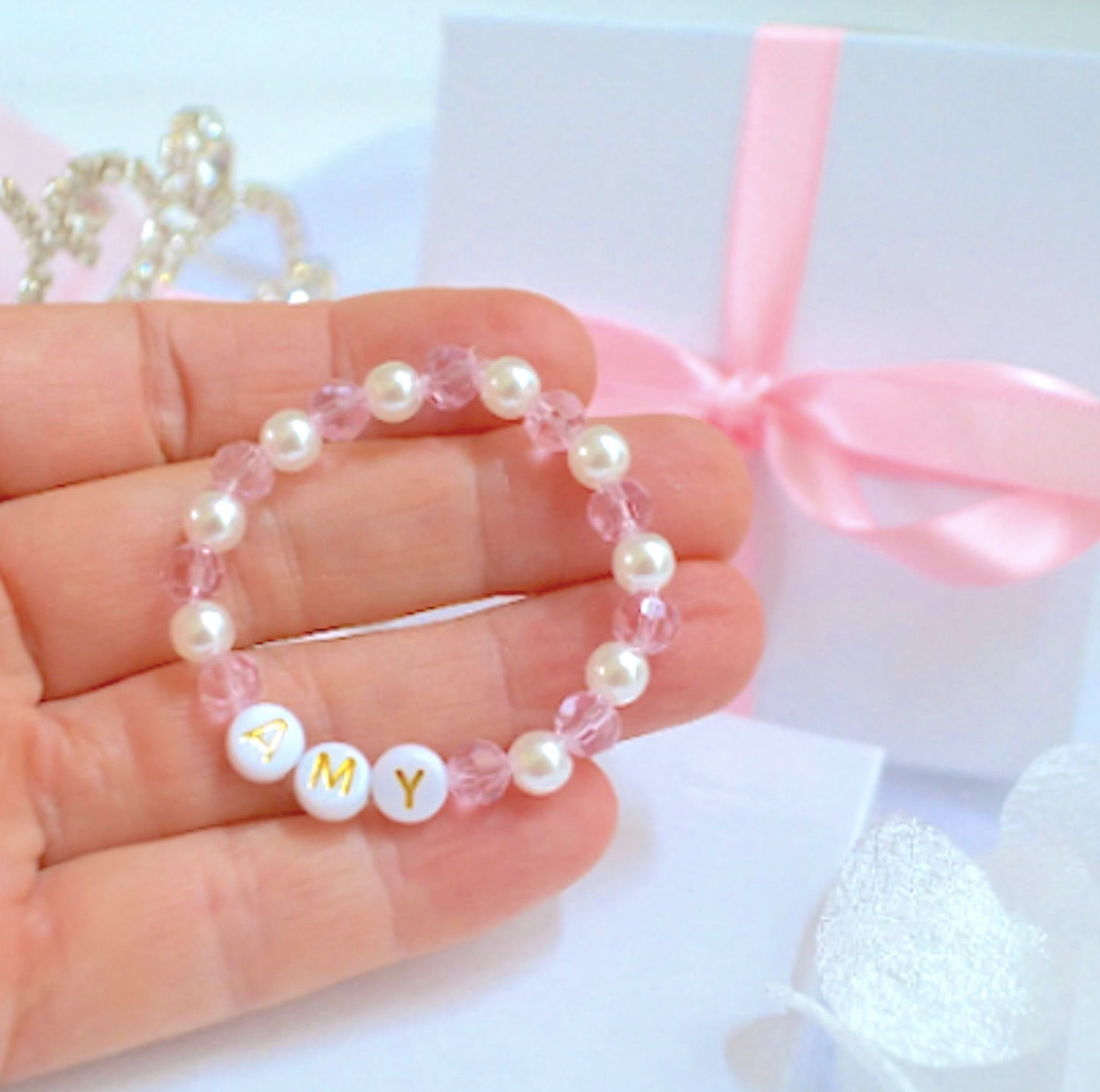 Untouchable Sparkly Beautiful Pink Crystals & Pearls