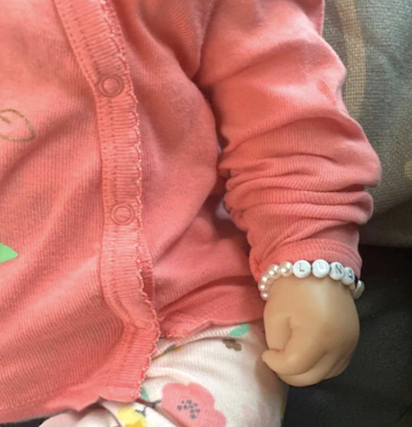 Wonderful Custom Silver Heart Pearl Bracelet for Babies Kids or Adults