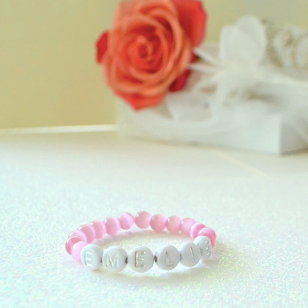 Wonderful Adorable Cat's Eye Pink Quartz Gemstone Bracelet