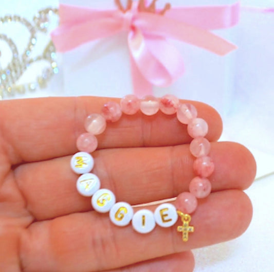 Unbelievable Cutest Pink Jade Rhinestone Cross