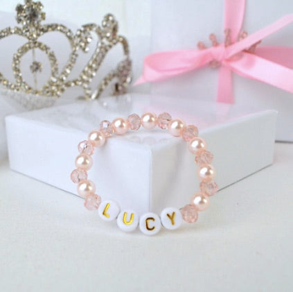 Very Cutest Beautiful Pink Pearl & Sparkly Swarovski Crystal Baby Bracelet