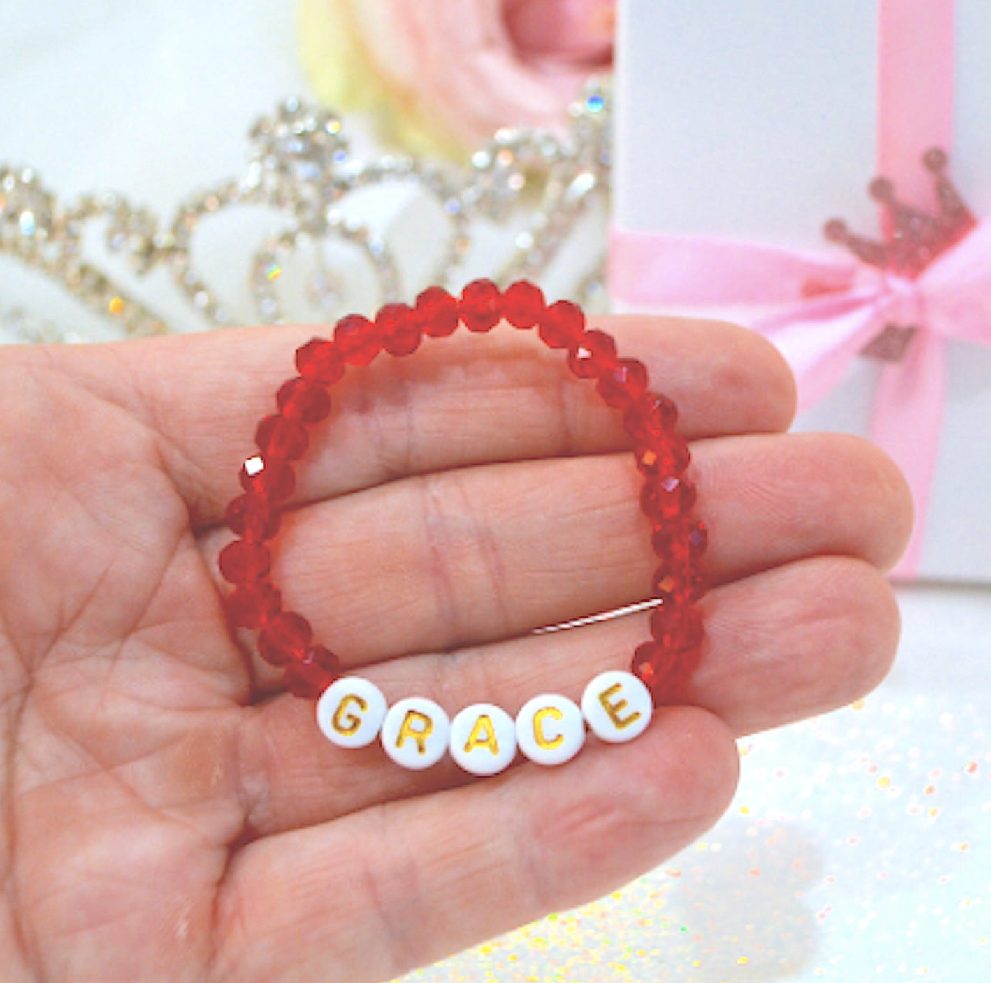 red crystal protection bracelet with sparkly beads, handmade beaded jewelry for baby girls, kids, and women – perfect gift for her