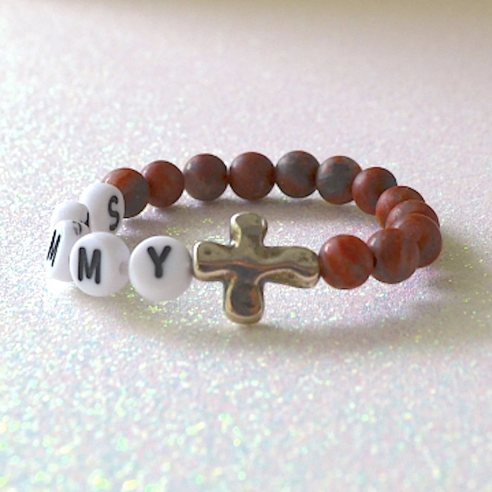 Zealous Silver Antique Boys Gemstone Cross Bracelet