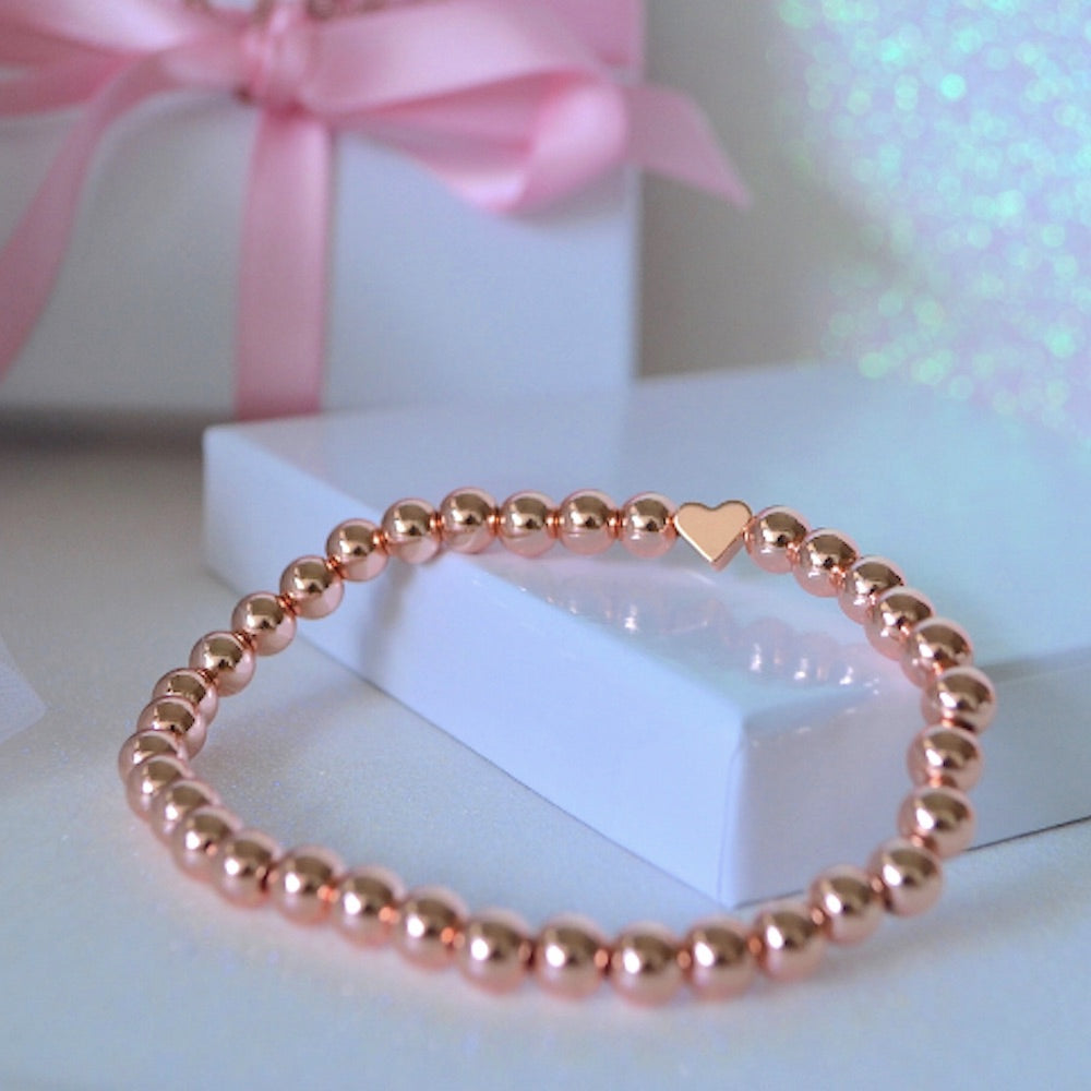 Ultra-Chic Rose Gold Heart Beaded Bracelet