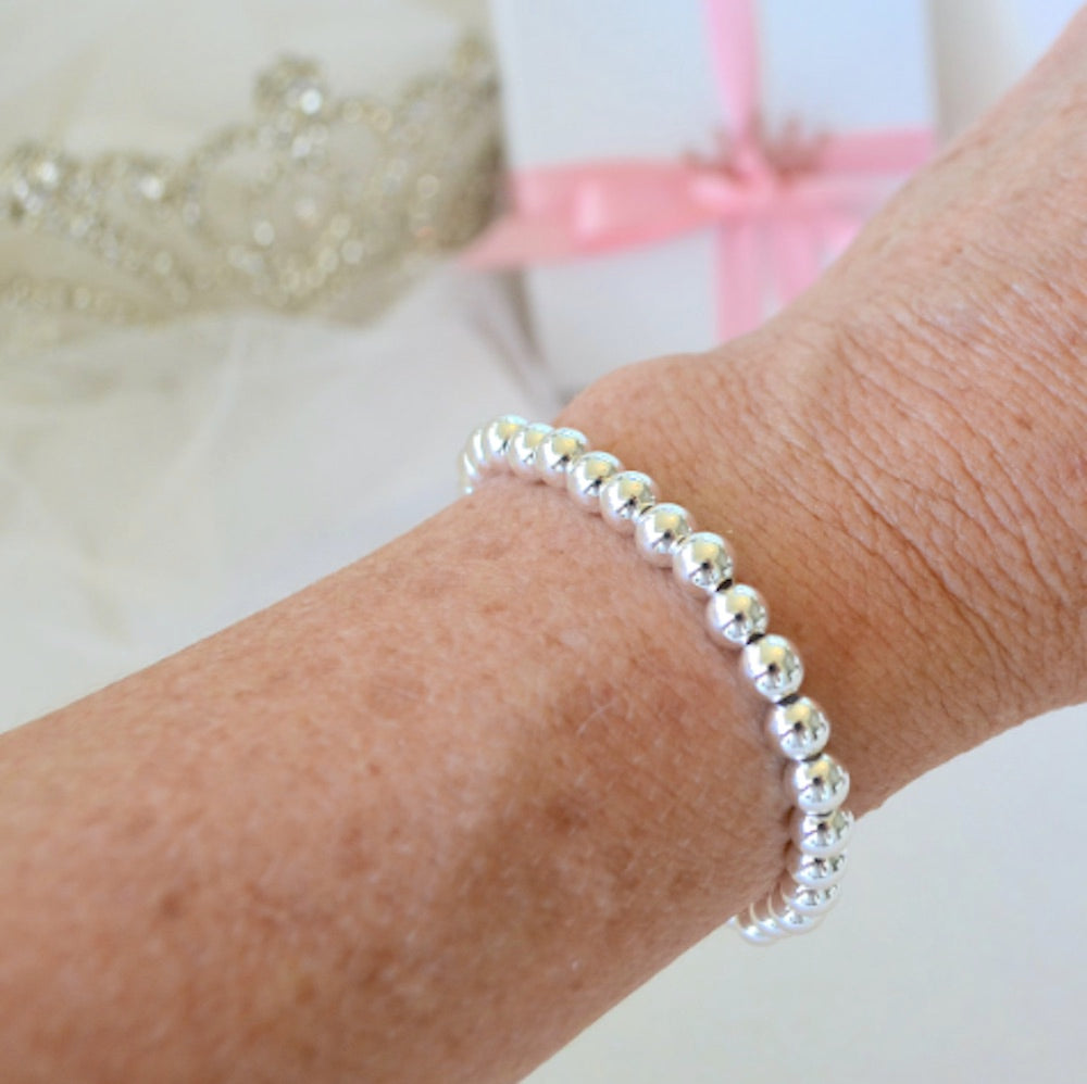 Uplifting Dainty Silver Plated Beaded Girls Bracelet