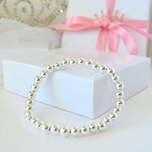 Uplifting Dainty Silver Plated Beaded Girls Bracelet