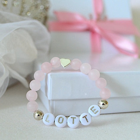 Uplifting Silver Heart Rose Quartz Gem Bracelets