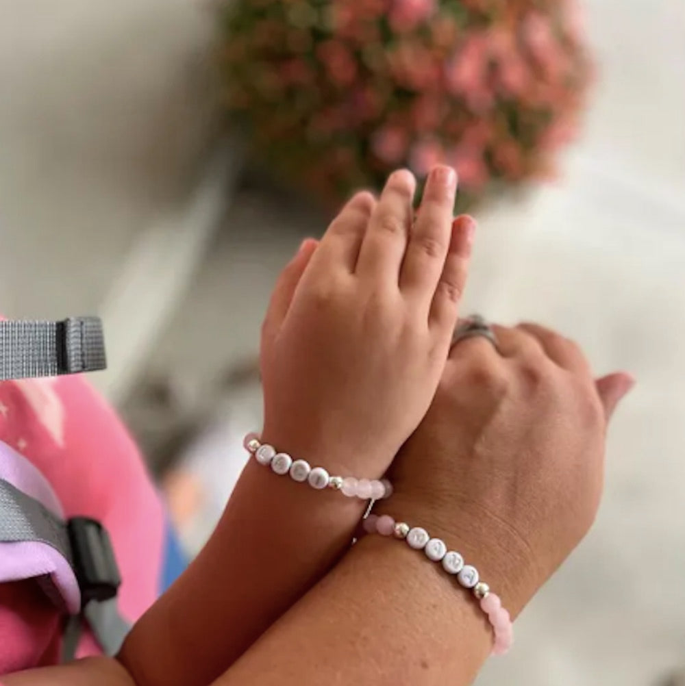 Uplifting Silver Heart Rose Quartz Gem Bracelets