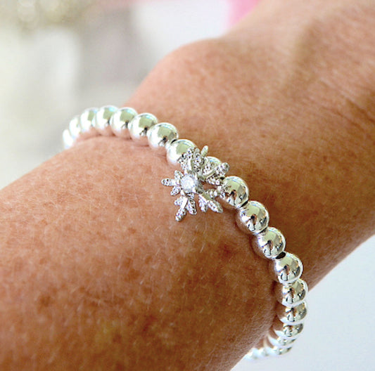 Unique Silver Snowflake Charm Bracelet