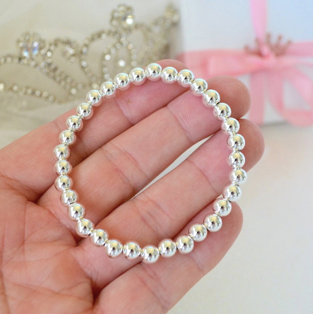 Uplifting Dainty Silver Plated Beaded Girls Bracelet