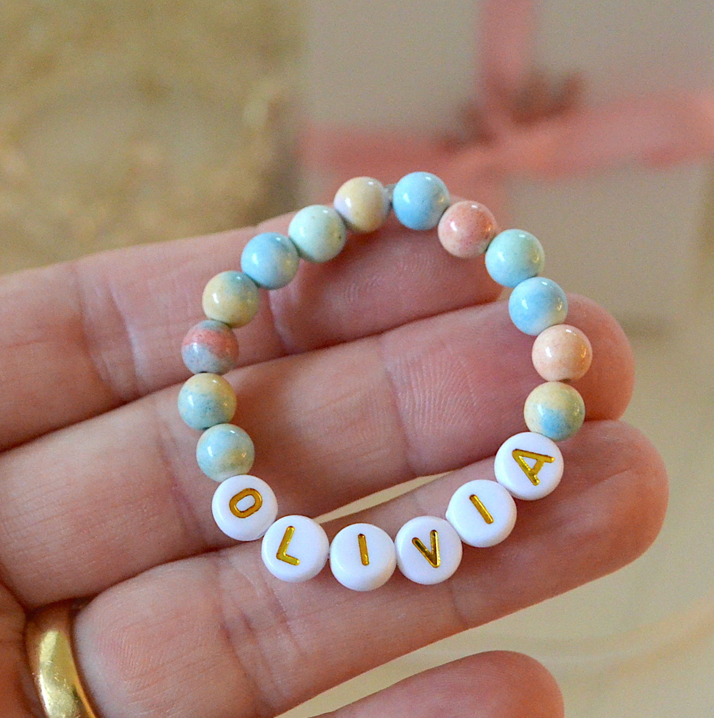 Personalized vibrant Mongolian Agate rainbow gemstone bracelet for girls, handmade jewelry gift perfect for birthdays or special occasions